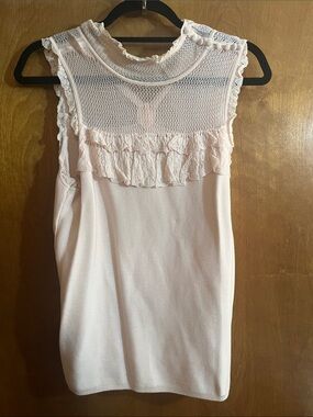 White House Black Market Delicate Ruffle Mesh Sleeveless Top Soft Blush - Bundle